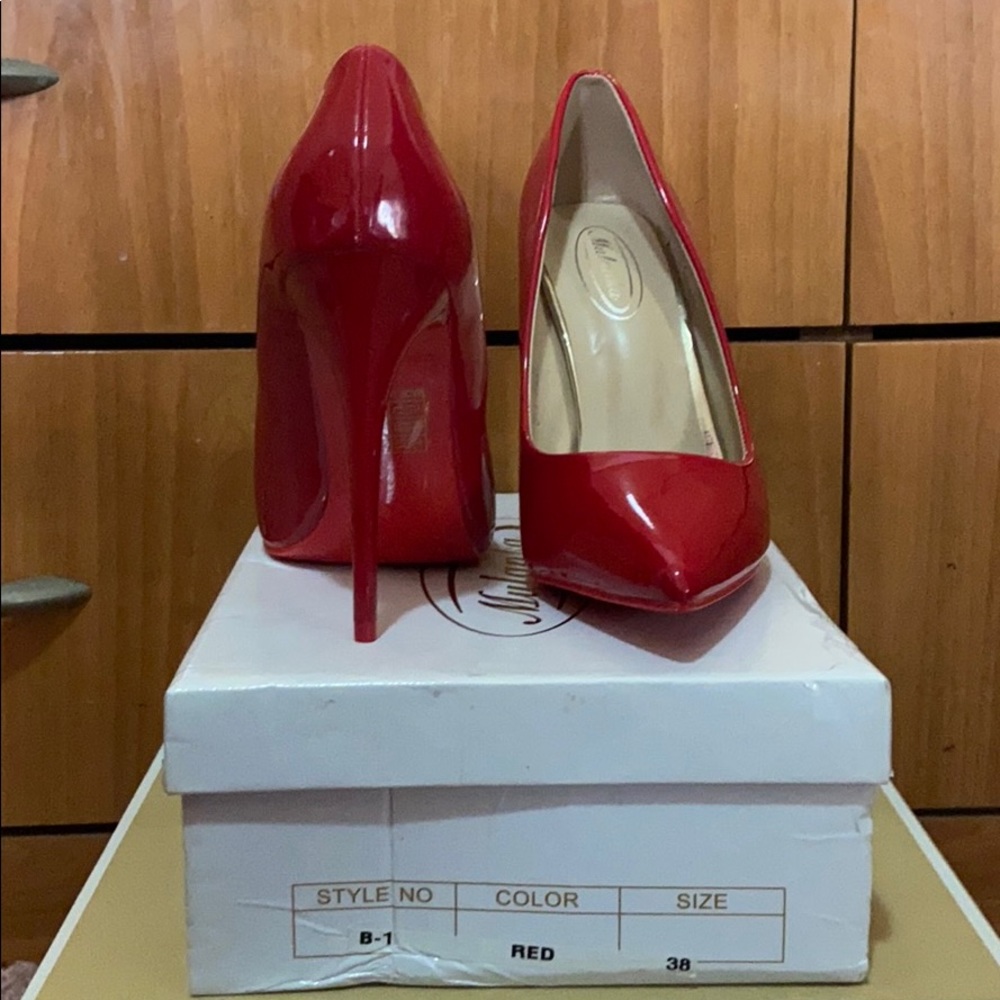 Red high heel shoes